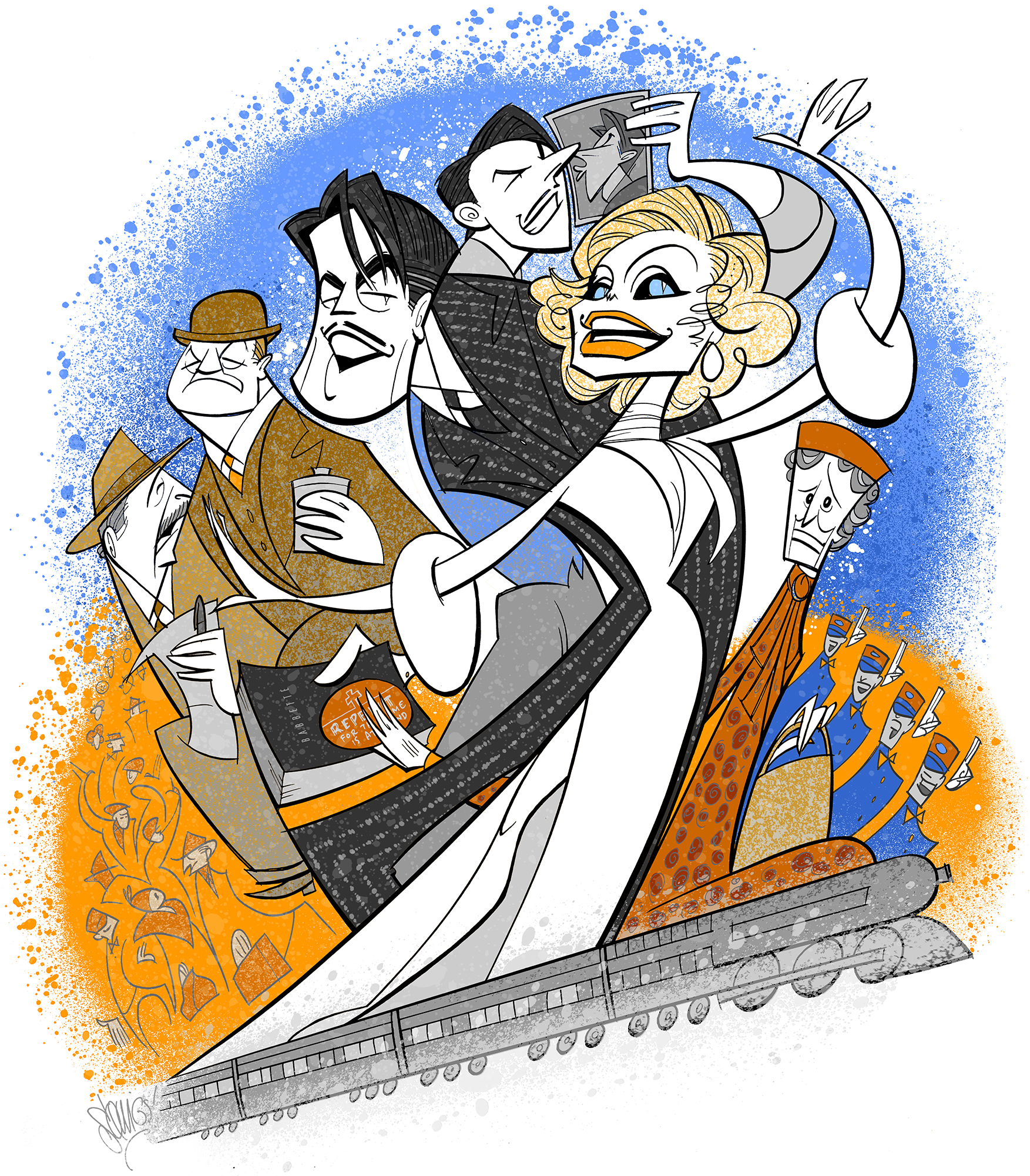 My Broadway Ink illustration of the 2015 Broadway revival of On the 20th Century .