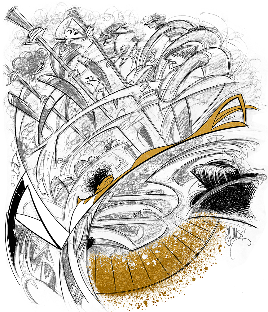 Rehearsal/Sketch: Hamilton . ©2015 Justin "Squigs" Robertson.