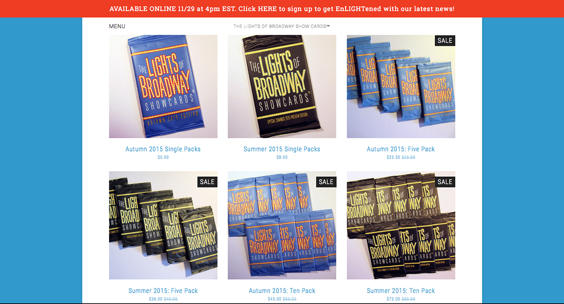 A screen capture of our online shop in action.