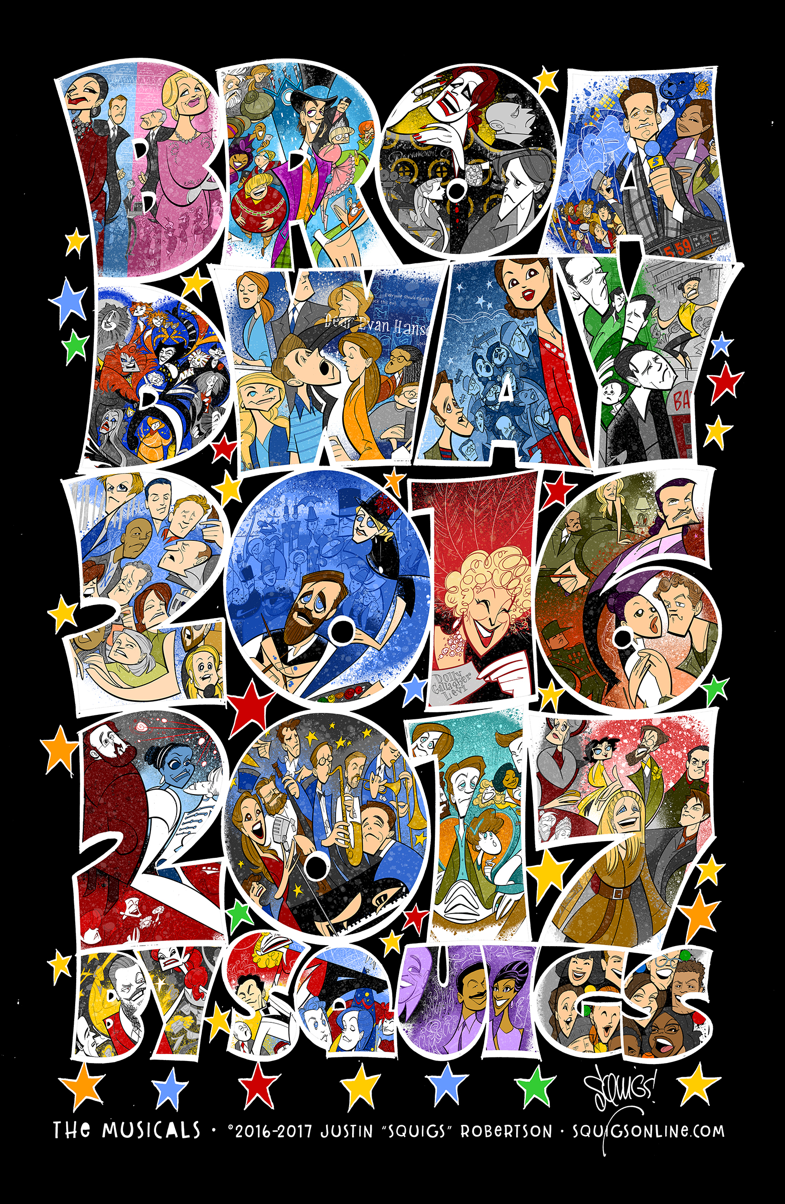 Squigs' 2016-2017 Broadway Musicals poster.