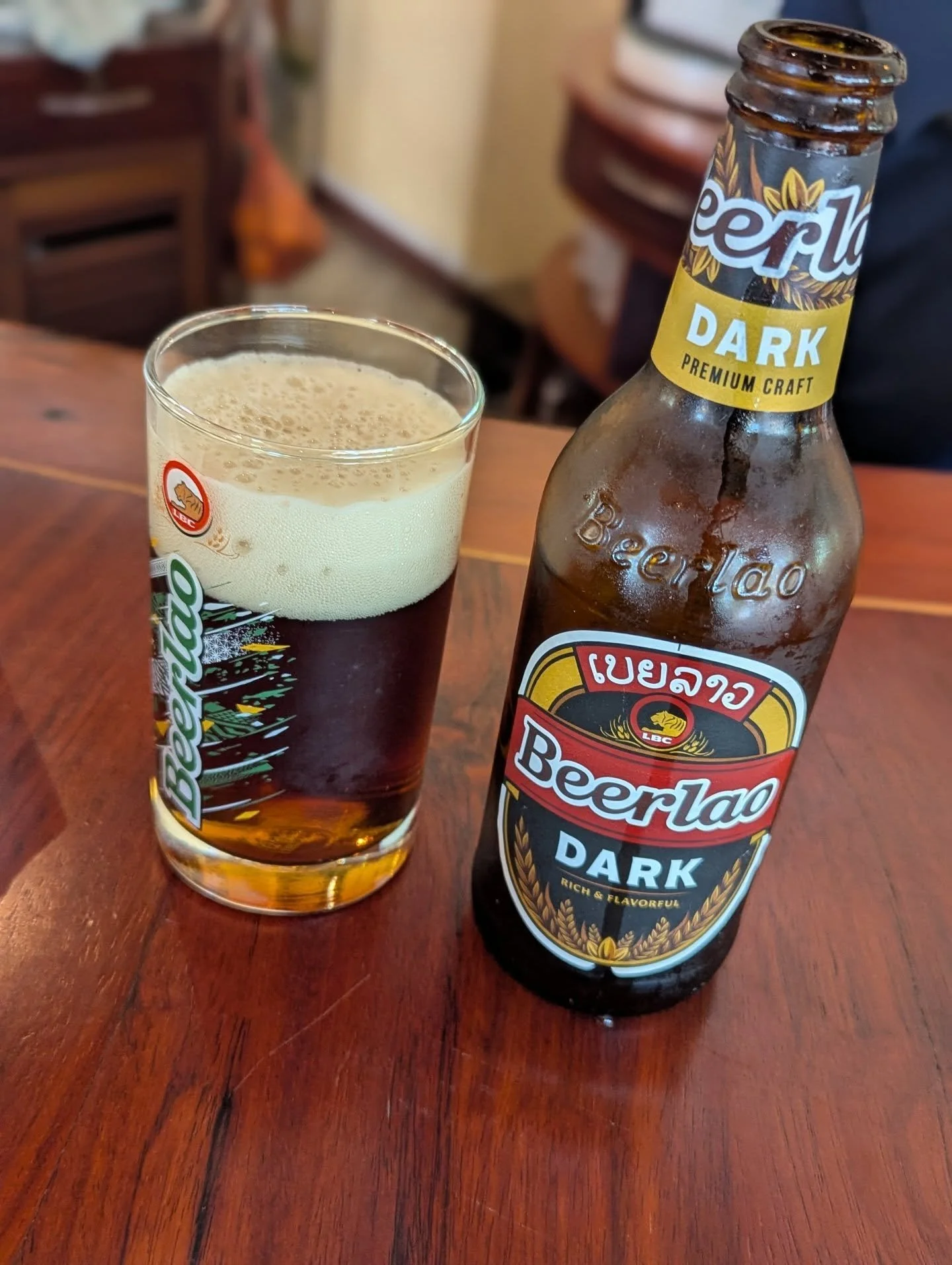 The elusive Beer Lao Dark was good! A classic International style Dark lager that helped to cool my burning face from adding excessive raw chilies to my Khao Piak.

 We are open now 🤘 Say what's up to Eric and I just put on a new IPA and Pale from @