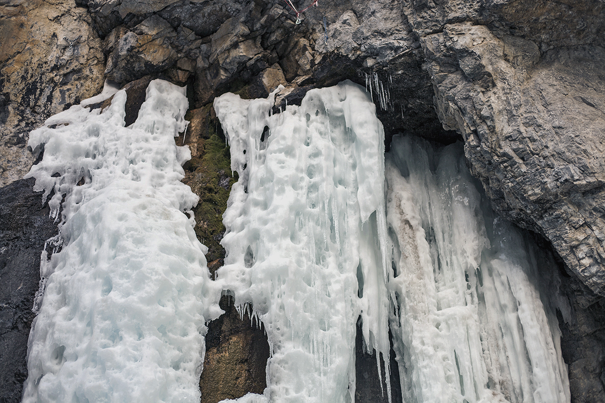 Frozen waterfalls.