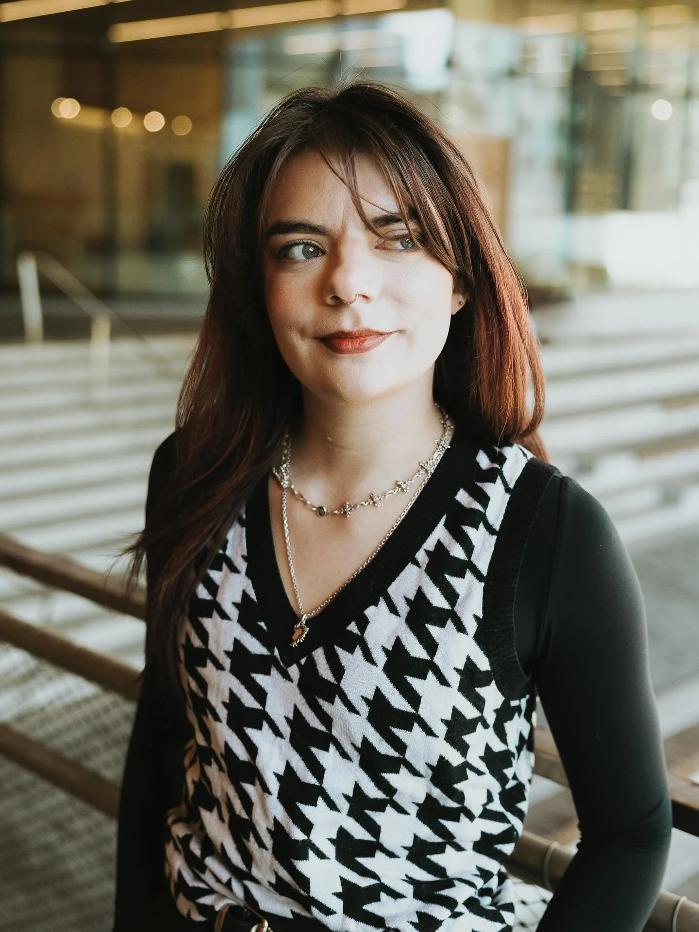 A quick headshot for the lovely @sammy_reboul of @craftislandentertainment from earlier this year. I just realized I have photographed probably dozens of people outside the central library, but have never explored further inside than the restroom. 🤷