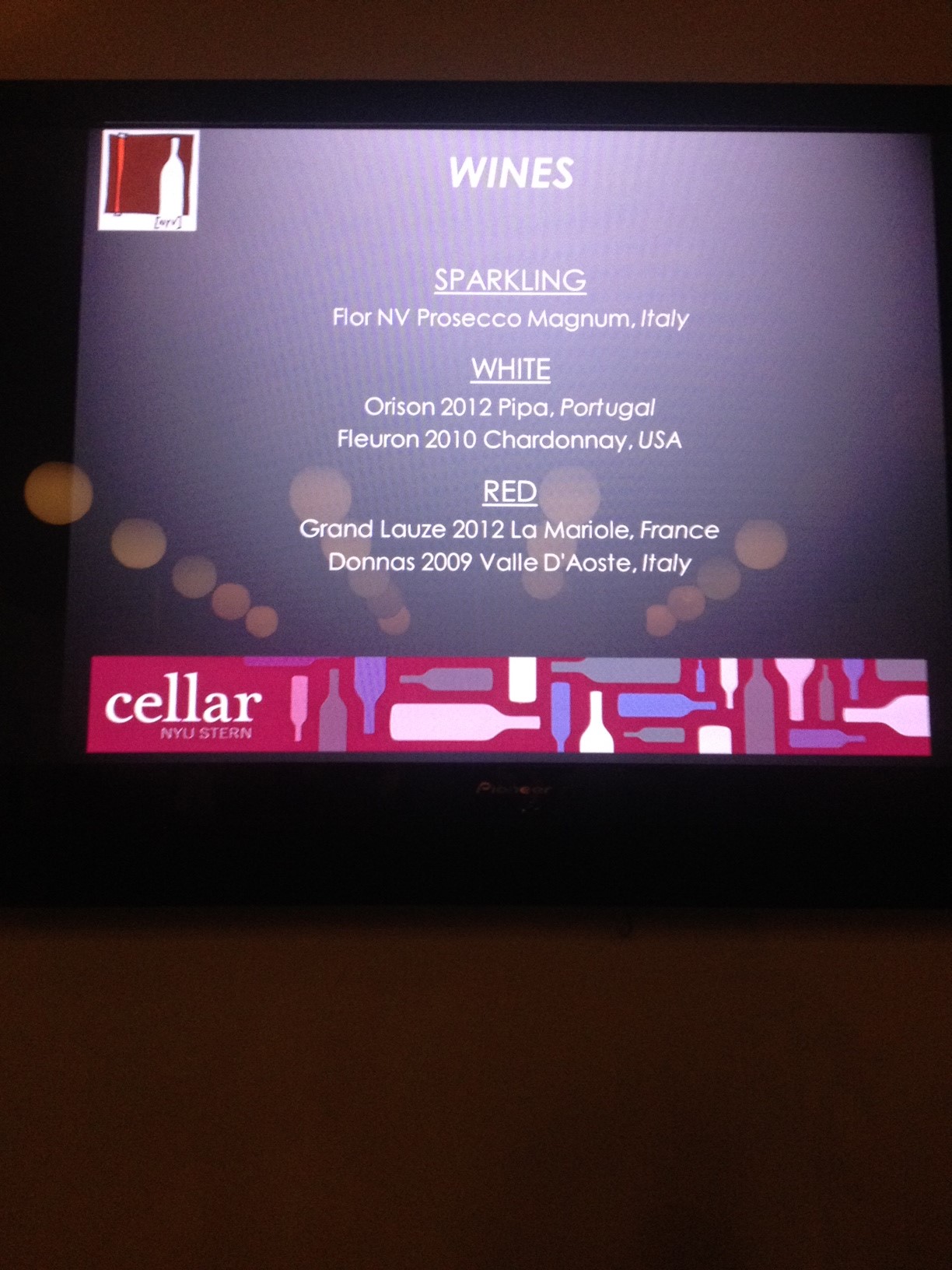 Our Wines for the Evening
