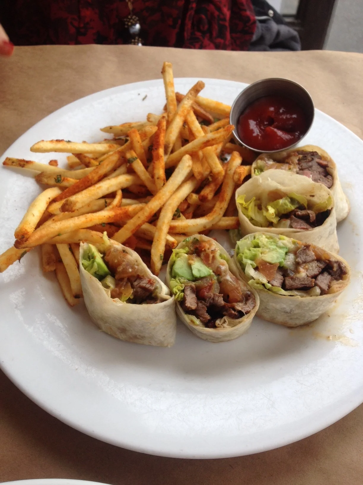 Oddly cut steak wrap...is this sushi?