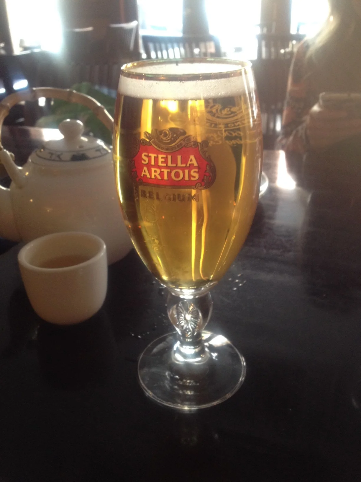 Tea? No thanks. Stella? Yessa!