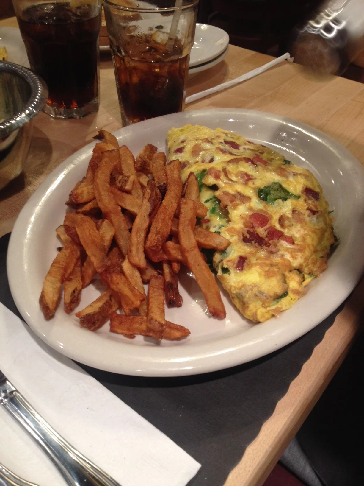 Omelette with Spinach, Bacon and Cheddar