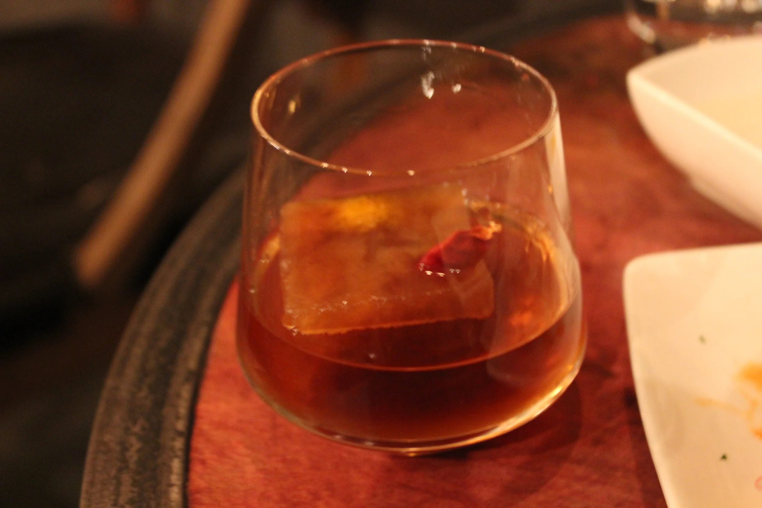 Bourbon'd Tequila with "Old Fashion" Cube