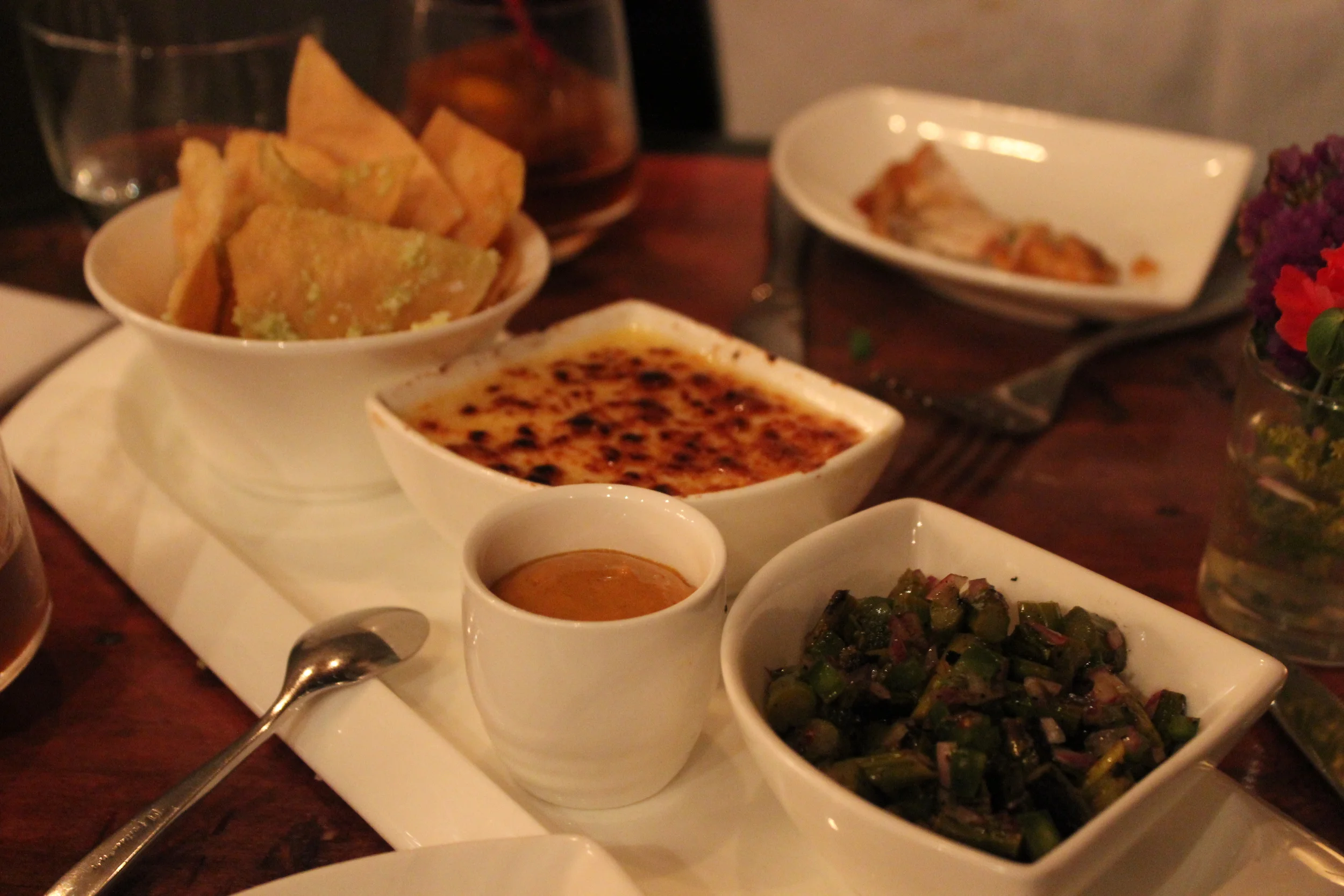 Course 7: Fundido of Taleggio & Chihuahua Cheese with Italian Chorizo, Parmesan Tortillas and Shisito Peppers