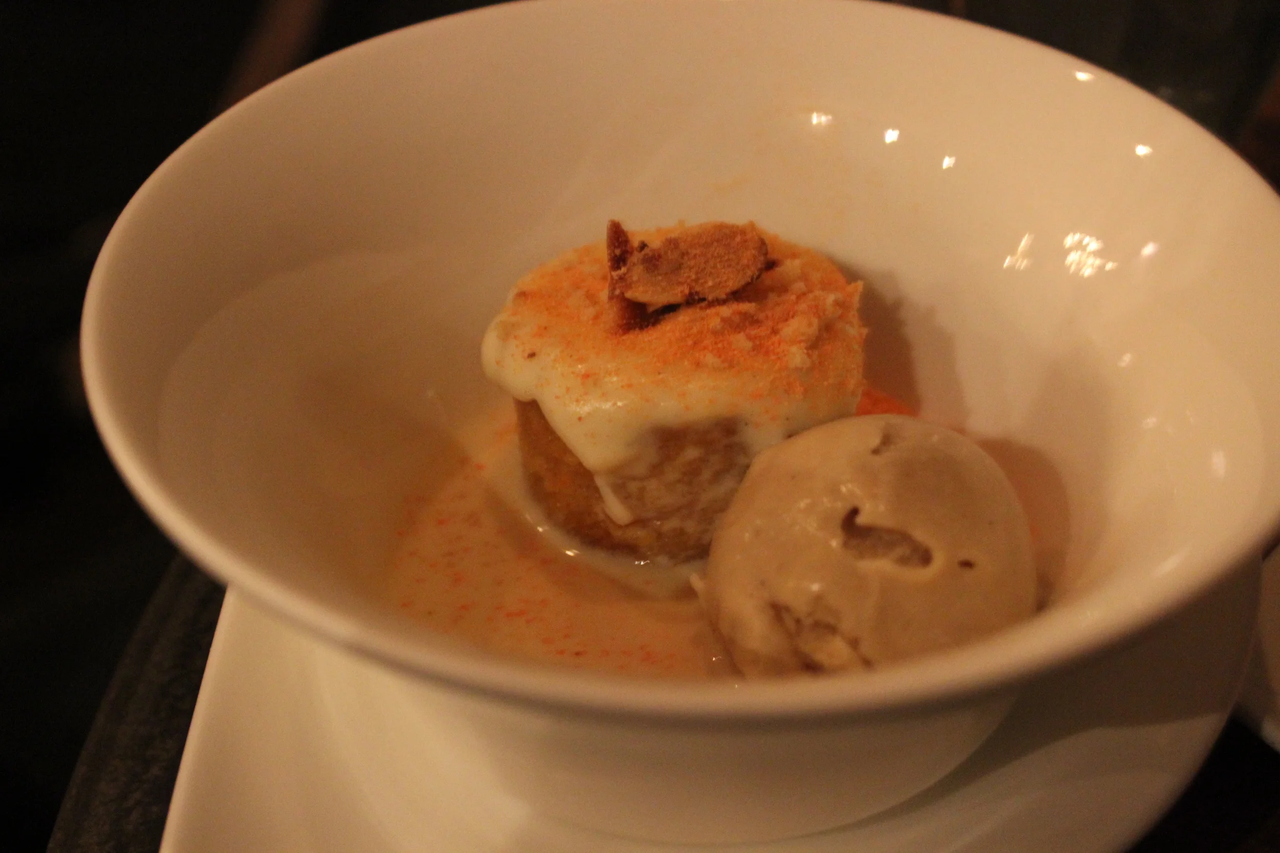 Course 12: Carrot Tres Leches Cake with Cumin Ice Cream