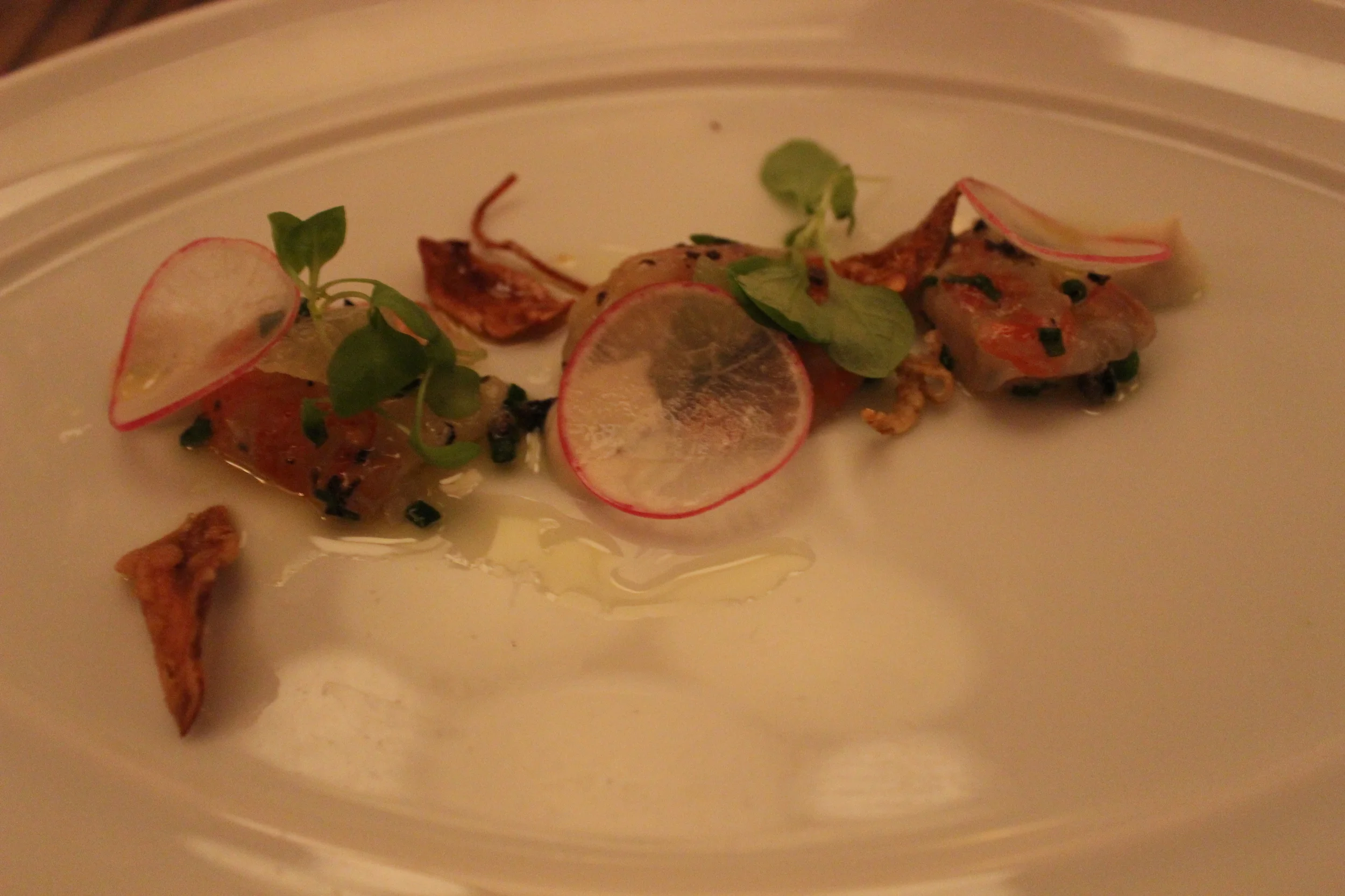 Spot Prawn Crudo, Black Truffle, Artichoke, Lime