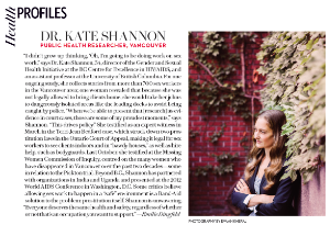 A profile on Kate Shannon, a public health researcher studying sex workers. 