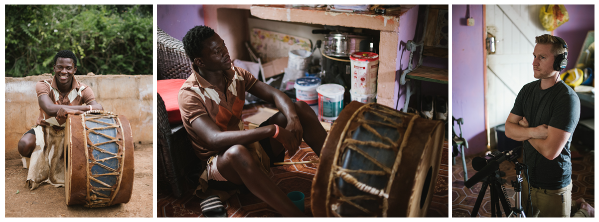 This is Lusekwane, the talented player of a traditional drum named the Ingulube.