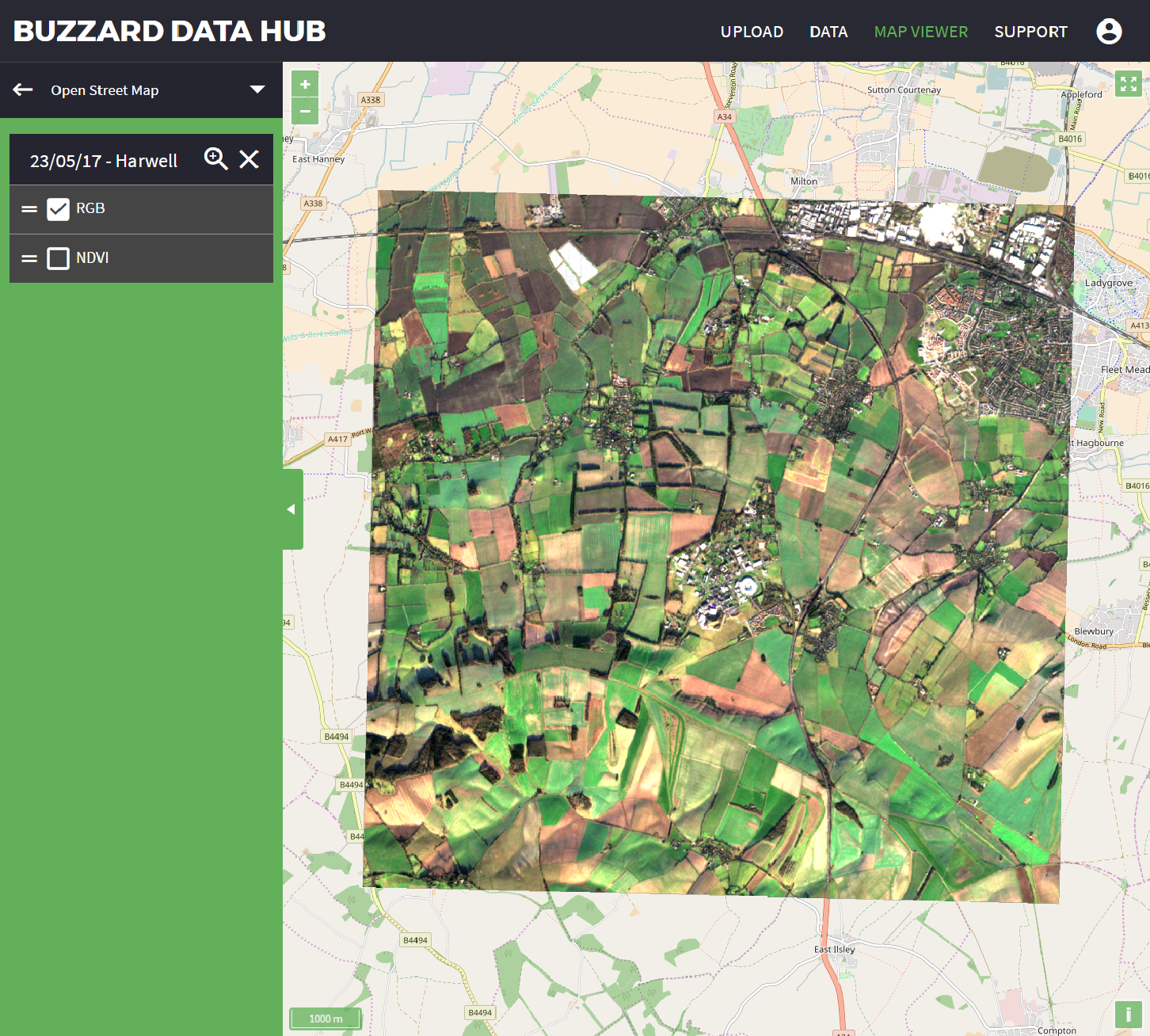 Buzzard Data Hub Desktop view.
