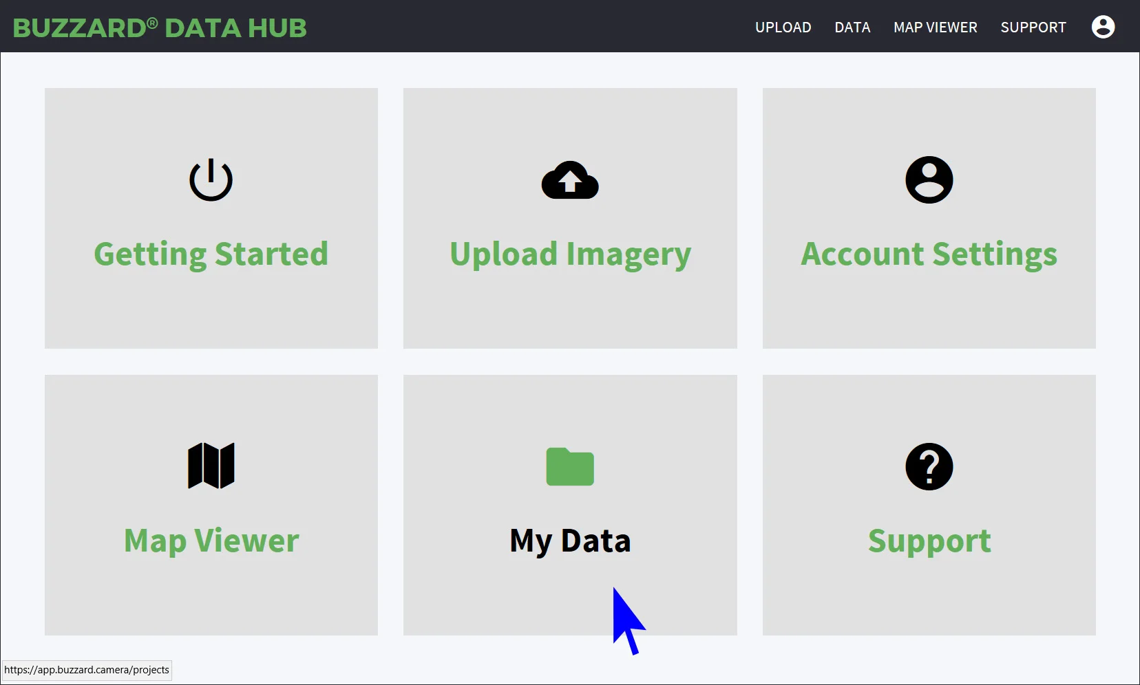 Buzzard Data Hub homepage