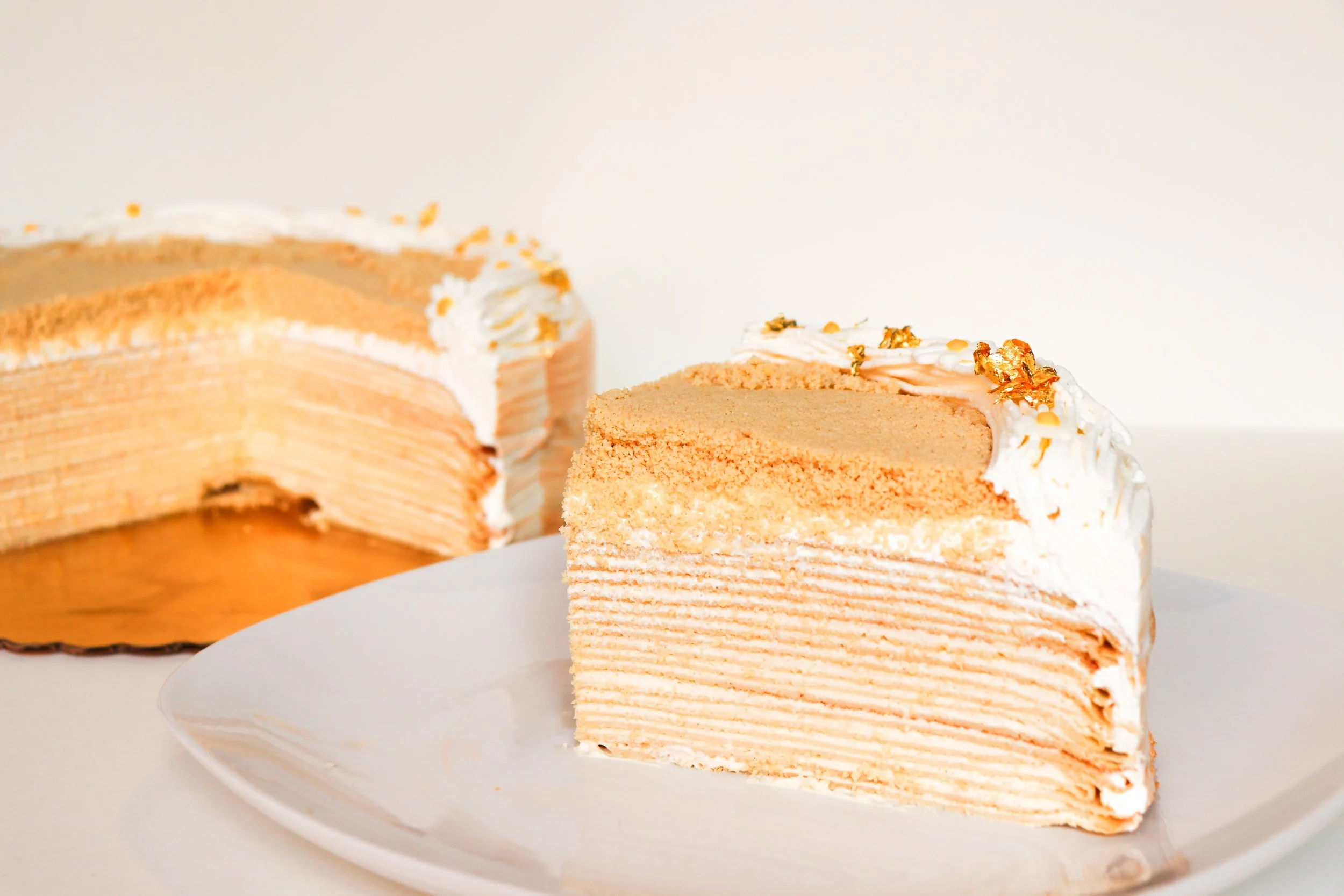 Vanilla Cookie Crumble Crepe Cake (Gluten Free)