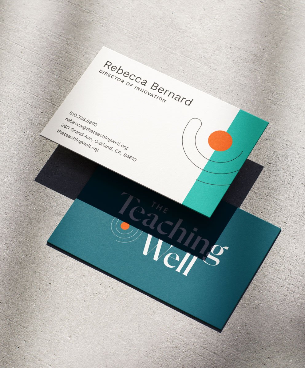 Printed business card design layout displaying the education nonprofit brand identity.