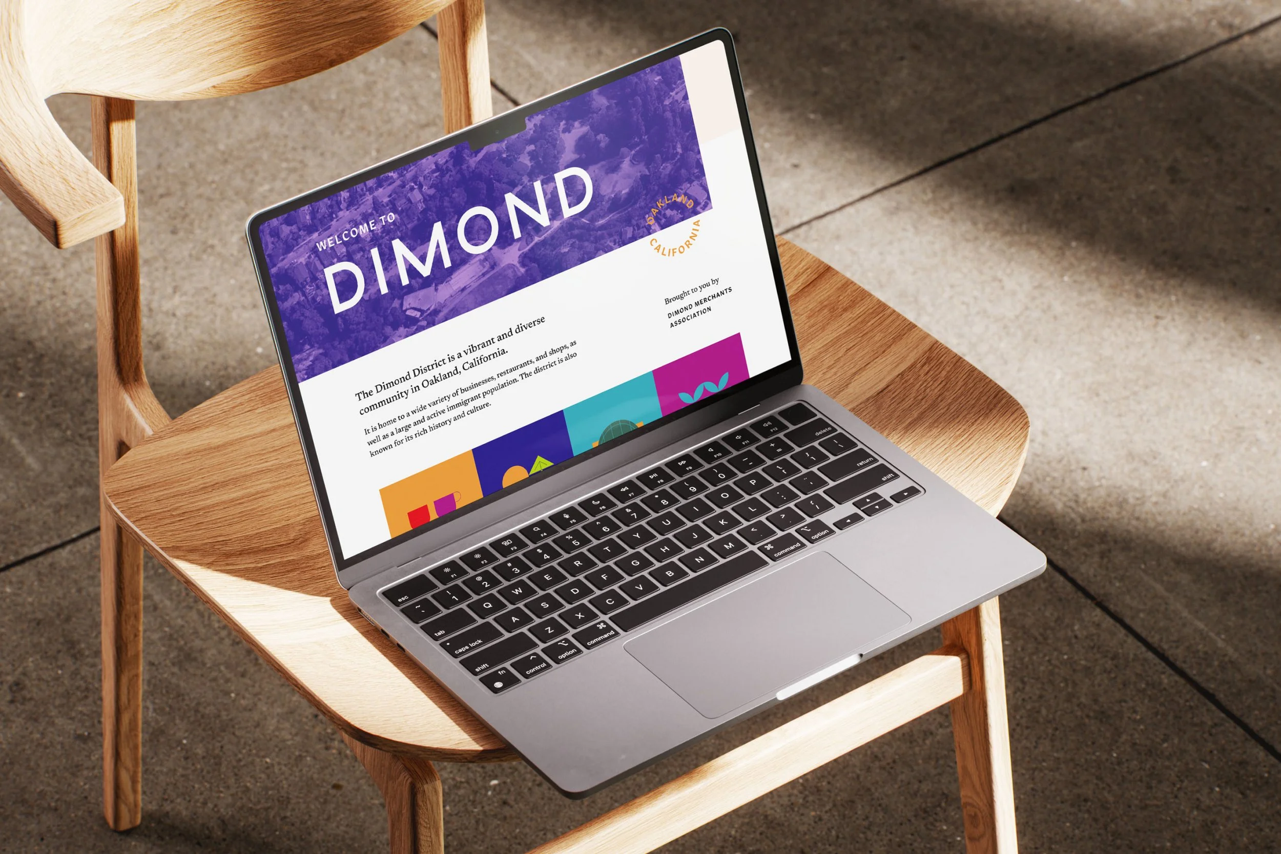 Custom-designed responsive website layout mockup for a local business merchants association.