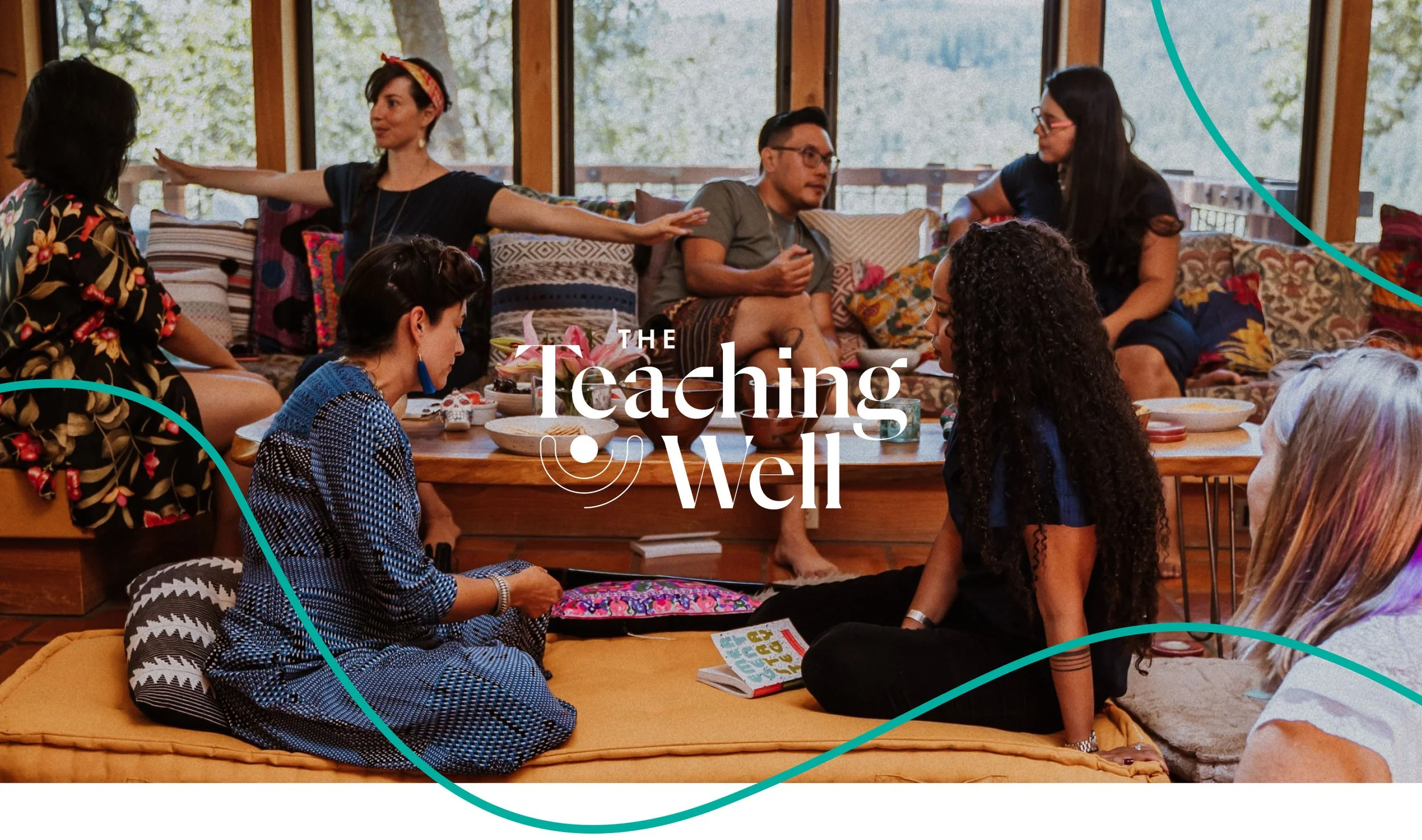 The Teaching Well nonprofit logo overlaid on a branded photo of educators.