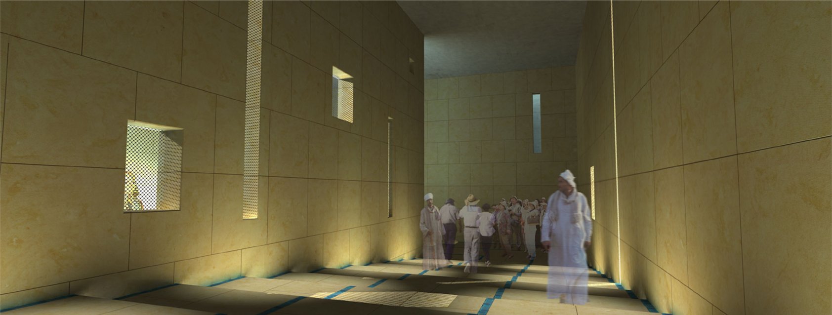 Grand Egyptian Museum approach to King Tut gallery.jpg