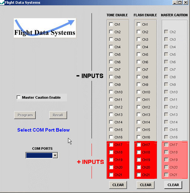 Screen Shot of included Programming Utility