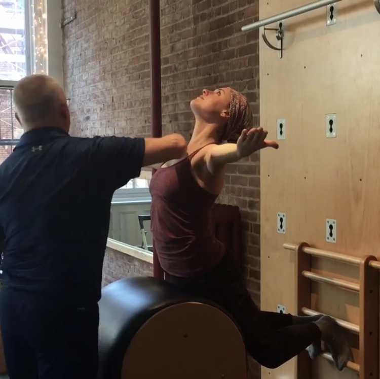 Alison, in session with the late master Pilates instructor, Bob Liekens.