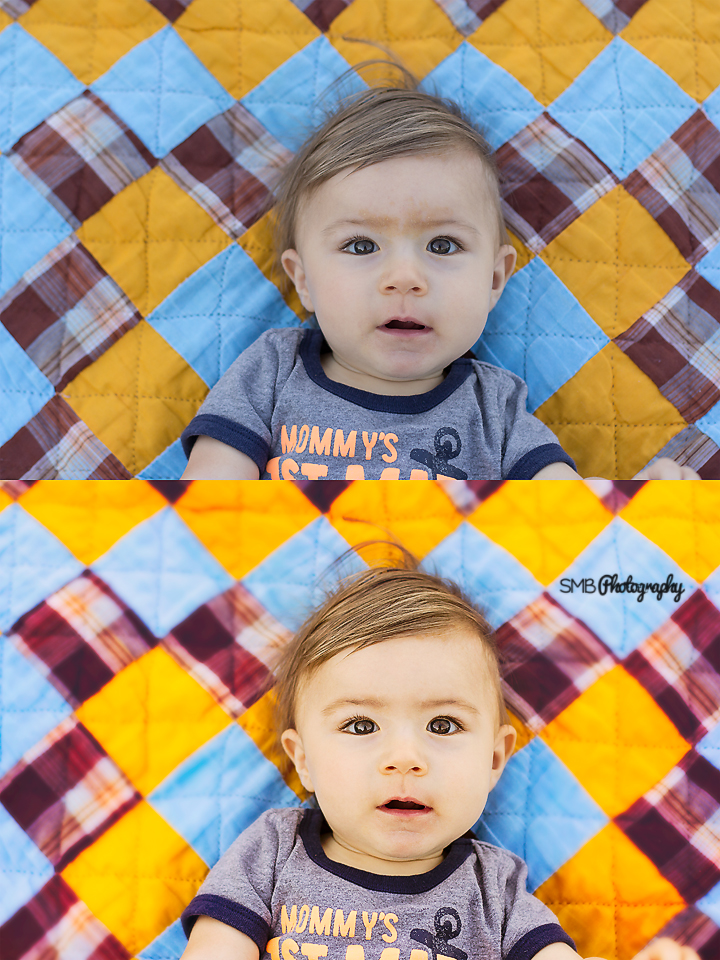 Baby Boy lying on blanket (Before and After Editing) {SMB Photography}