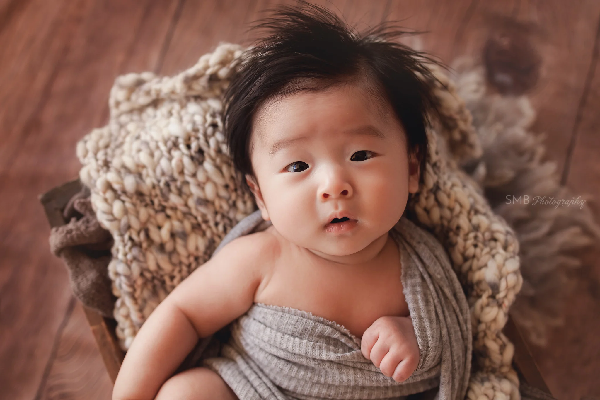 Close up of 3 month old babies face