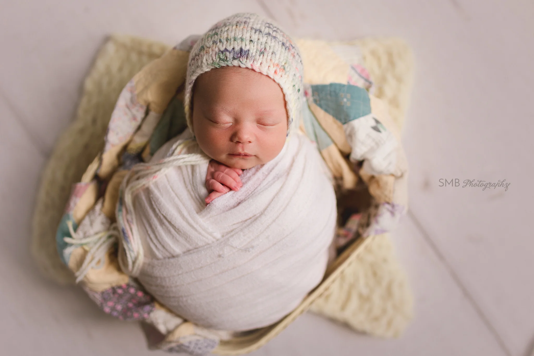 Baby in yellow basket