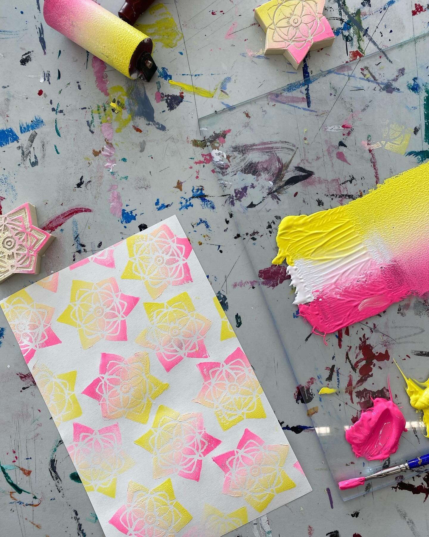 Students in Art Foundations I concluded the semester with printmaking and bookmaking. This project included a class-wide print trade and each student constructed a printmaking book to take home with them at the end. The goal of this project was to de