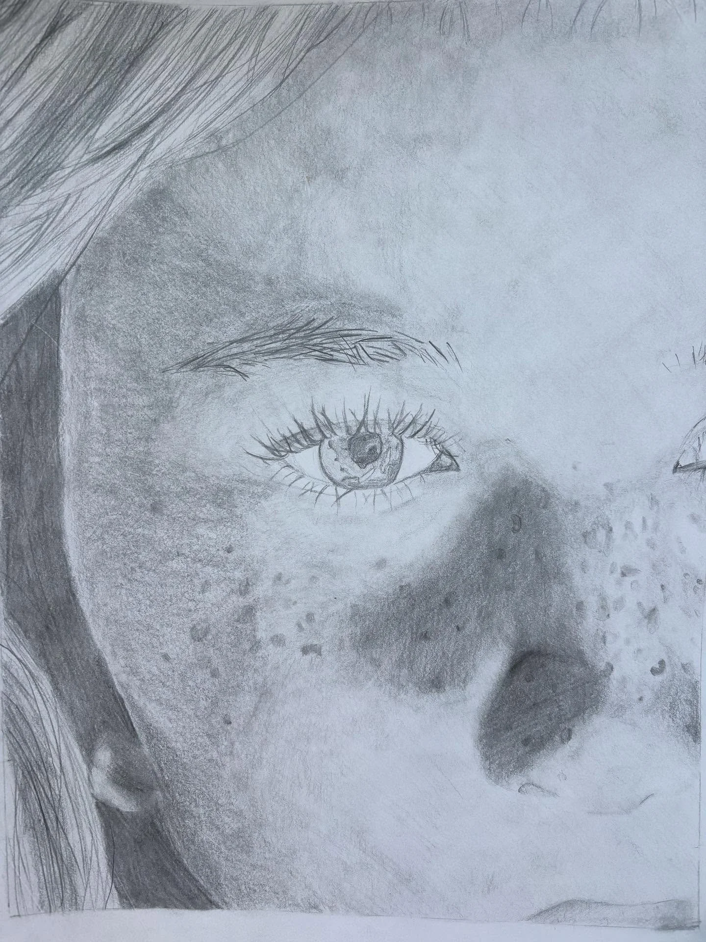 Realistic and detailed cropped portraits from Art Foundations are getting ready to go up on display! Students have been working really hard in the studio this year and it&rsquo;s paying off. 🙌👏✨