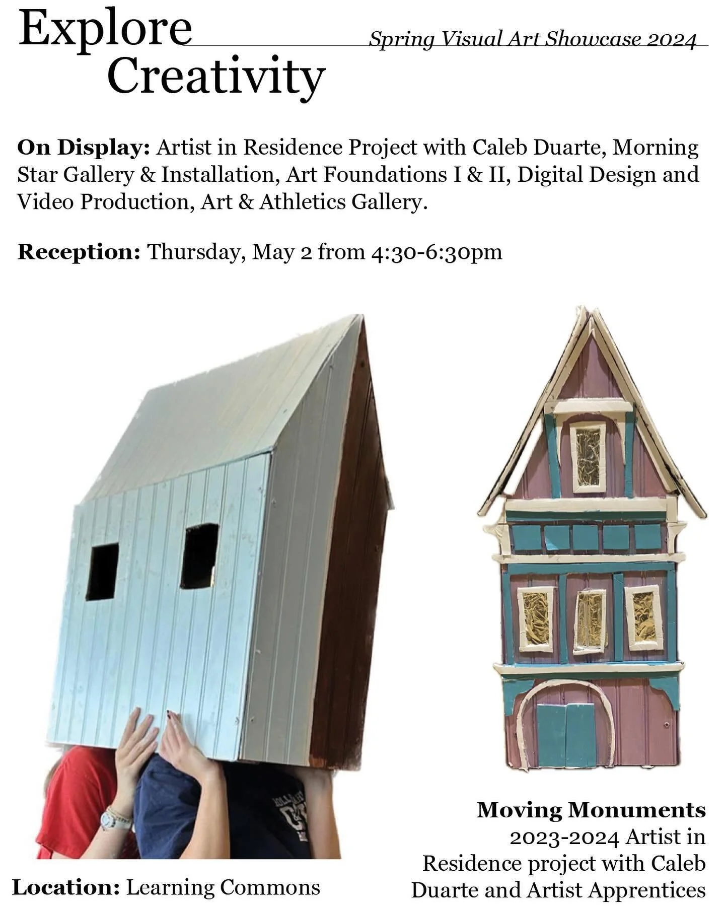 Please join us at this year&rsquo;s Spring Visual Art Showcase on Thursday, May 2nd at the Pine Octavia campus from 4:30-6:30 pm. Presented here is a digital preview of the exhibitions. Follow the QR codes to see the process behind the creation of th