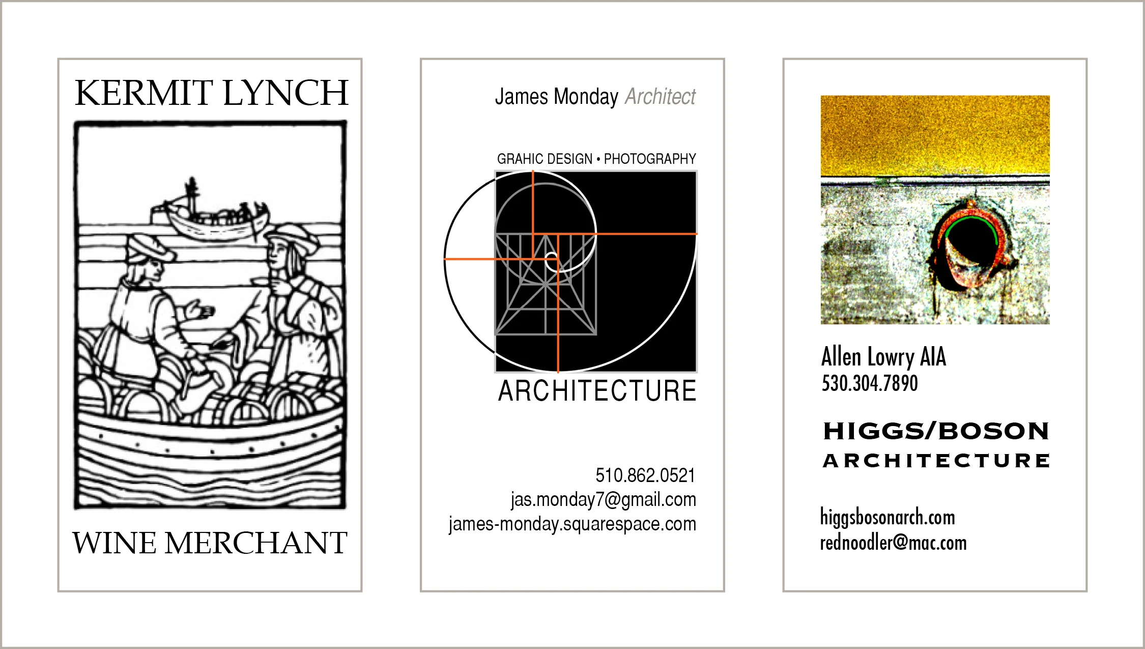 Business Cards Kermit Lynch, Wine Merchant : James Monday, Architect : Higgs/Bosun Architecture