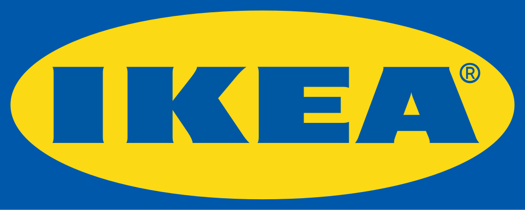 IKEA logo with blue background and yellow oval containing blue text
