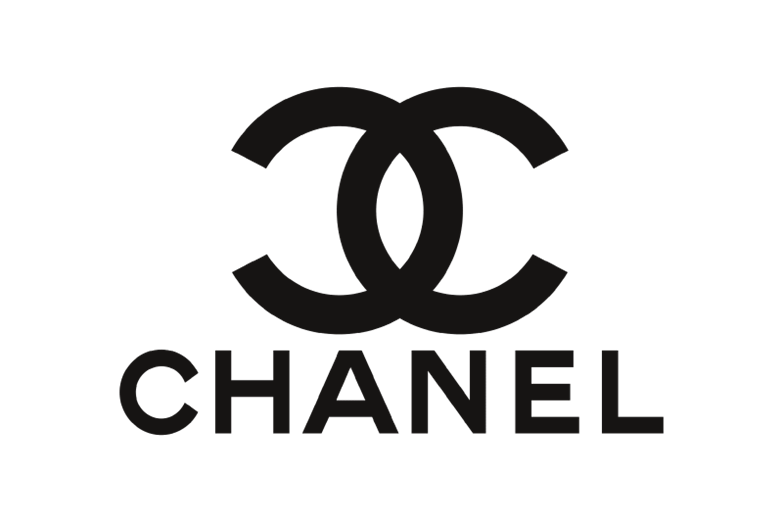 Chanel logo with interlocking C's above the word 'Chanel' in black on a white background.