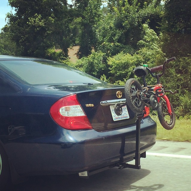 Yea, we had the space inside the ride, but then you wouldnt get to feast ur eyes on the carbon trainer. #ridindirty #onedayatatime #hopeyougottabigtrunkcuzimputtinmybikeONIT