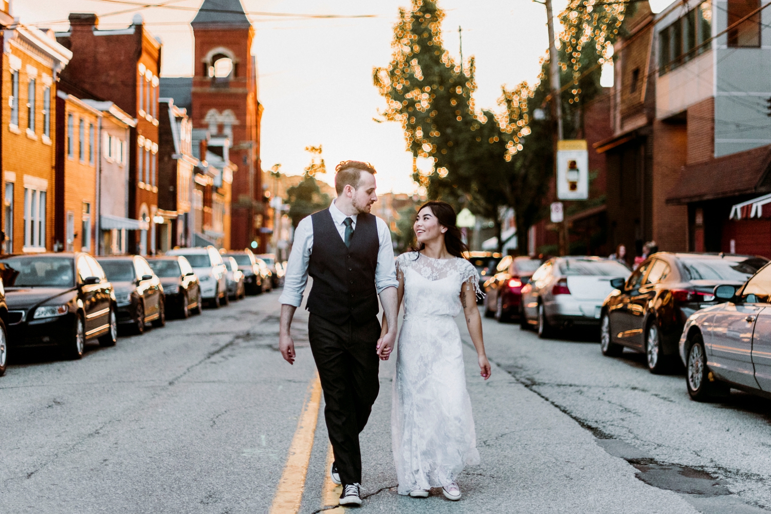 sunset portraits wedding south side
