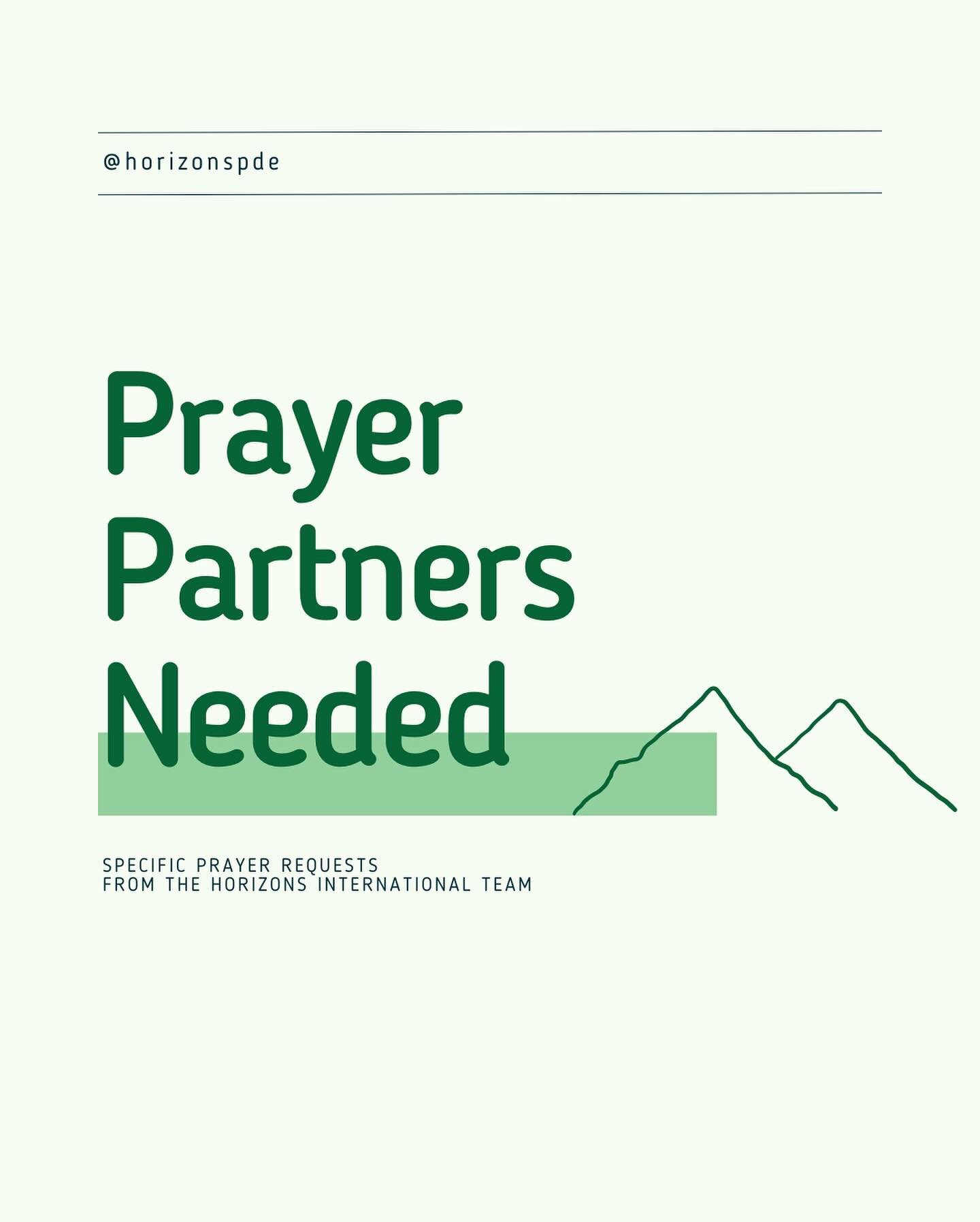 Prayer Partners Needed 🙏🏼 Swipe for a specific prayer needed we have. 👉🏼 

We want to partner with you as well. Share your prayer requests below and our team will pray with you. 
James 5:16 

&dagger;☀︎&dagger;
#HorizonsInternational #HeartforMis