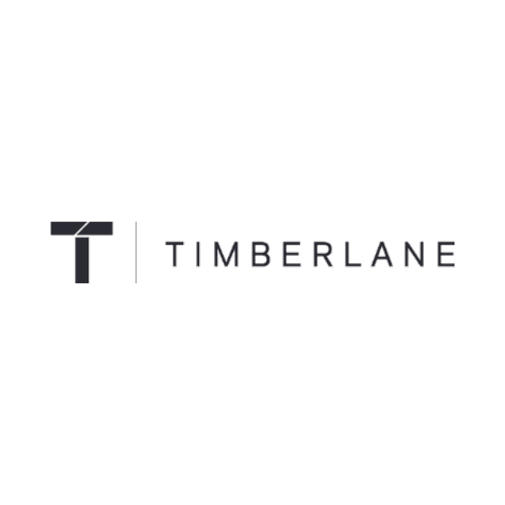 Black background with a metallic gray logo and the words 'TIMBERLANE' in capital letters.