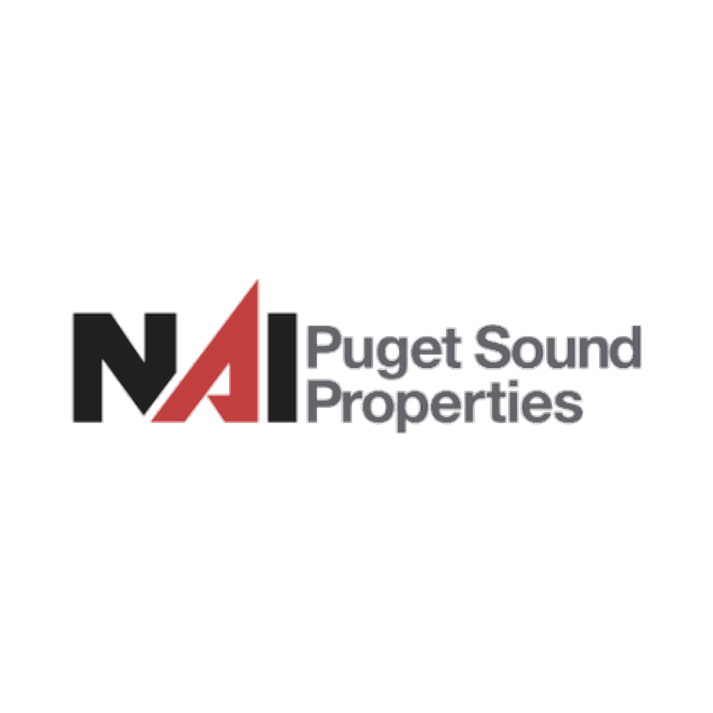 Logo for Puget Sound Properties, with stylized red and black 'M' and 'A' and gray text.