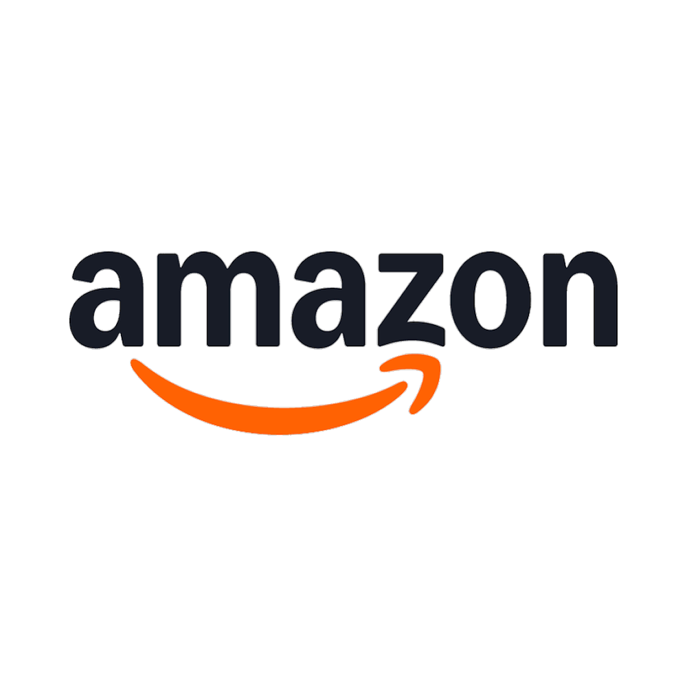 Amazon logo with black text and an orange arrow forming a smile underneath.