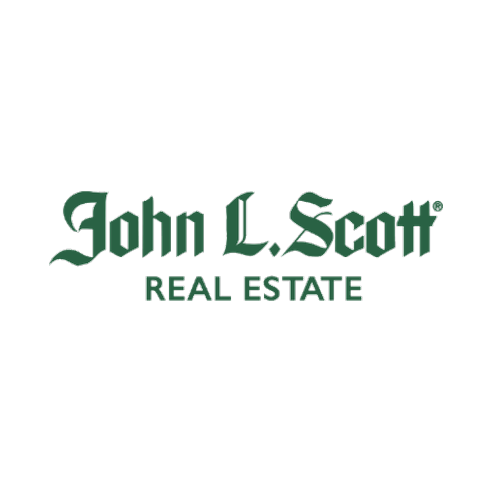 Logo of John L. Scott Real Estate in green text on a black background.