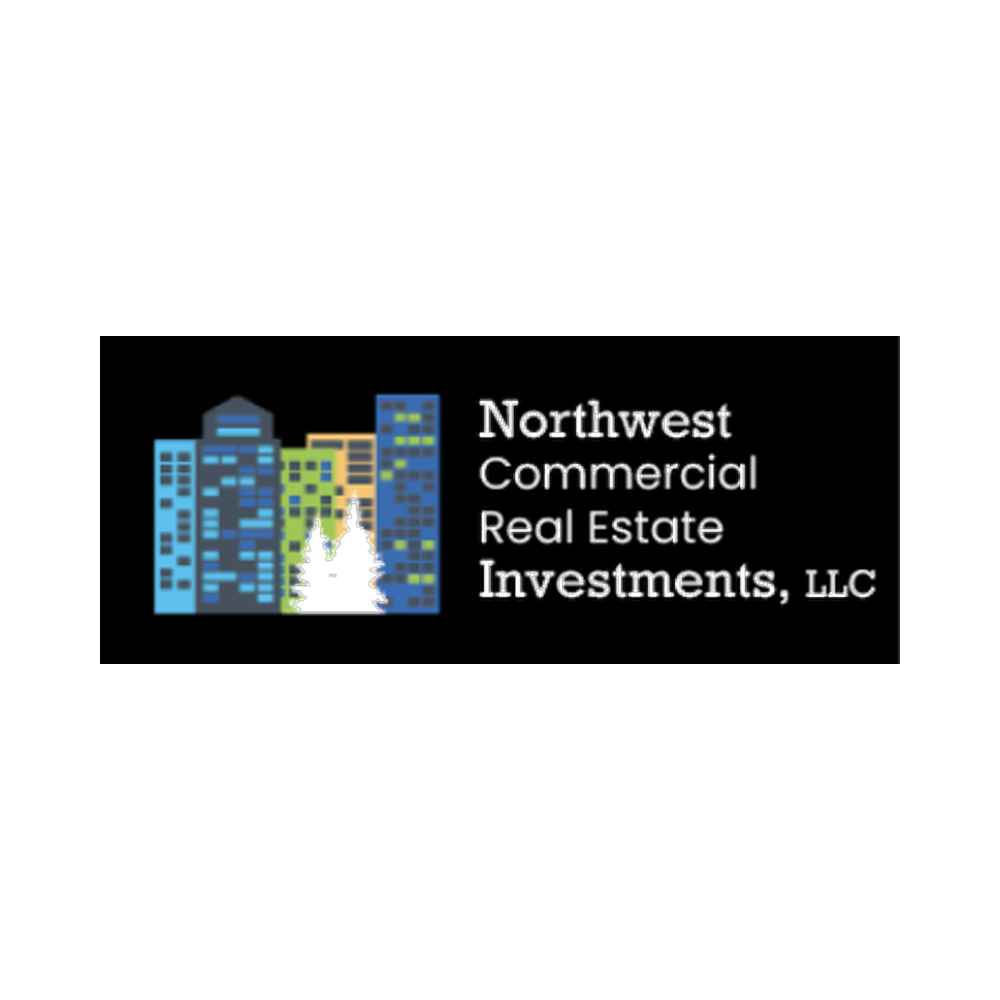 Logo for Northwest Commercial Real Estate Investments, LLC featuring a city skyline with high-rise buildings and a temple, along with the company name.