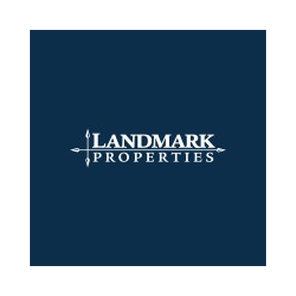 Landmark Properties logo in white text on a dark blue background.