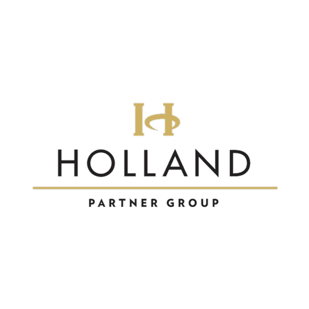Logo for Ipa Holland Partner Group with black background, gold and purple details, featuring the text 'IPA HOLLAND PARTNER GROUP'.