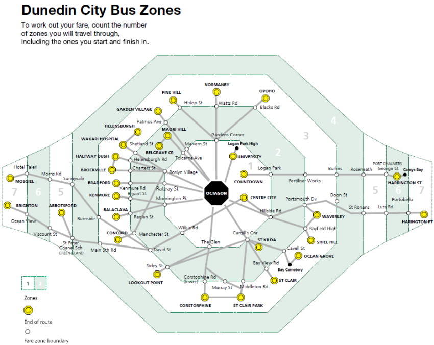 Dunedin City Bus Zones.png