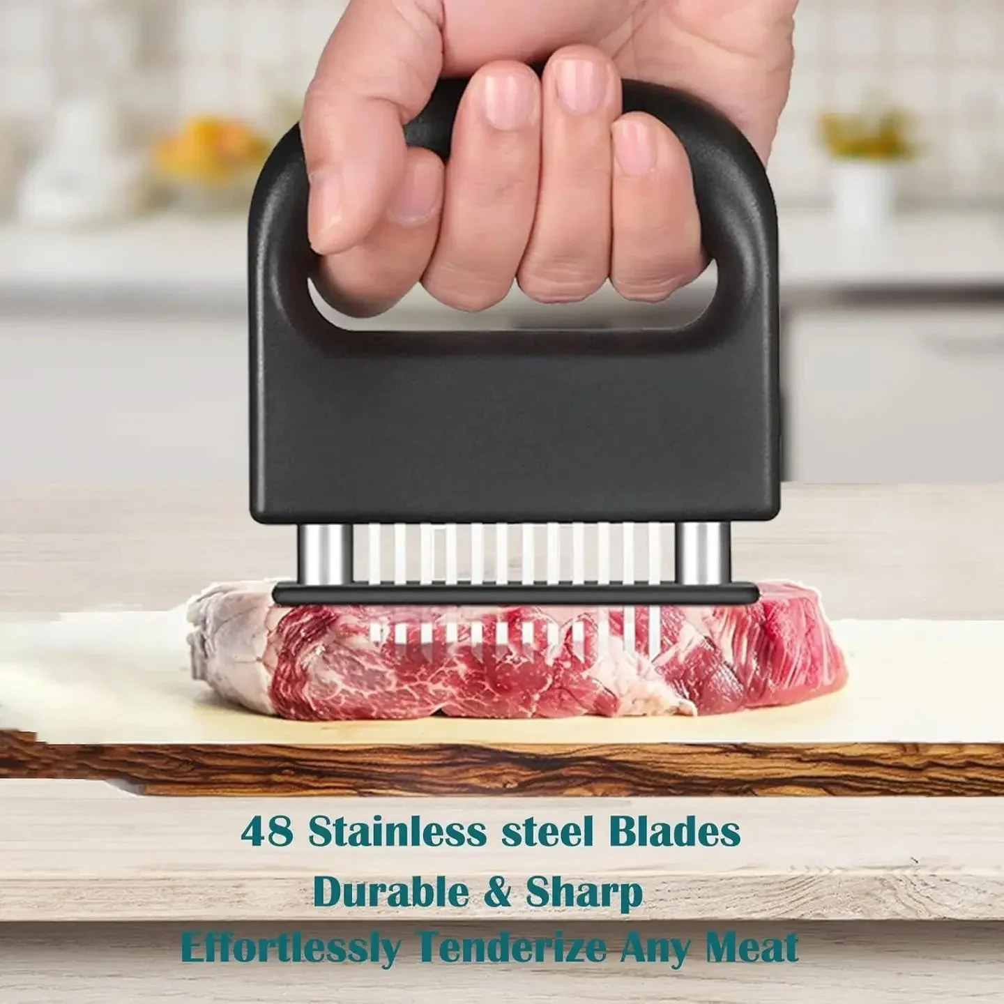 Grilling season is so close we can almost taste it! 

Check out this handy meat tenderizer!
 Fast &amp; Easy Meat Tenderizing:The Hendiy Meat Tenderizer Tool with 48 stainless steel blades tenderizes any cut,allowing marinades and spices flavors to p
