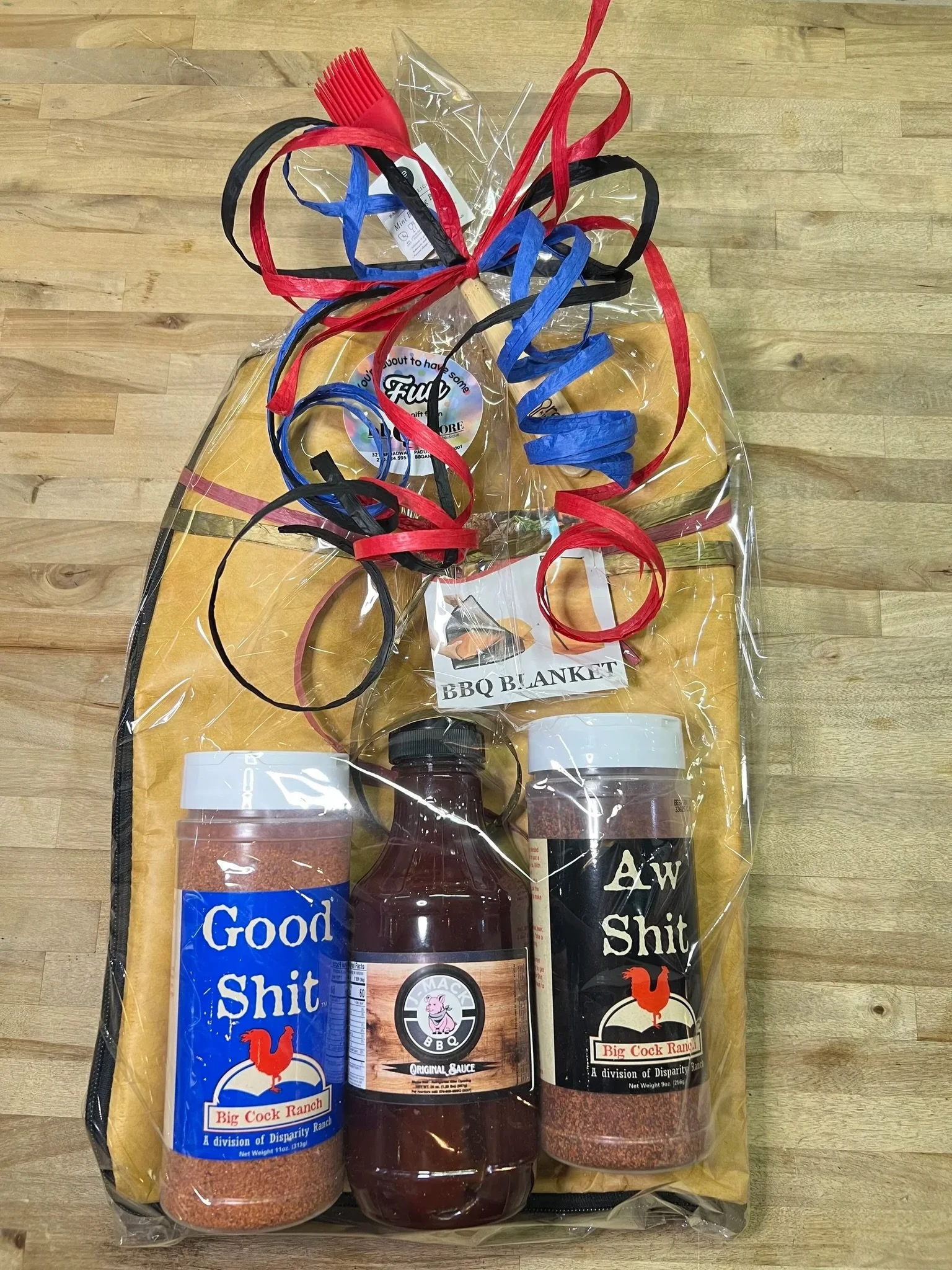 The BBQ READY KIT has everything needed for a great backyard BBQ night.

Includes:
&bull; BBQ Meat Blanket
&bull; Good Shit Seasoning
&bull; Aw Shit Seasoning
&bull; J-Mack BBQ Sauce
&bull; Silicone Basting Brush

Perfect for smoking, grilling, tailg