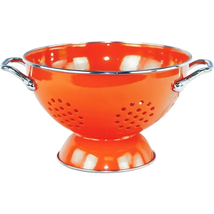 This colorful colander will not only add color to your kitchen but making something practical fun. The colander has chrome-plated handles, wide base, stainless steel rims, and well-placed holes for easy draining. Don&rsquo;t let this small colander f