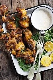#9 SMOKY EMBER CHICKEN SKEWERS WITH CITRUS YOGURT DIP